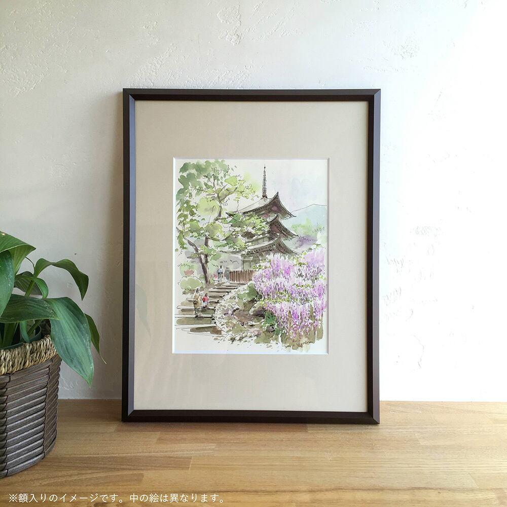 アクリル画　原画　「小さな花壇02」額縁付　SMサイズ 和モダン ミニ原画 日本画原画】白牡丹ー静けさの中に花開くー 絵画