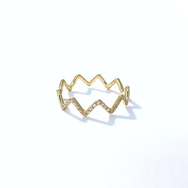 Zig-Zag Ring with Diamonds / K18YG / #0 - #18 | Etoilight