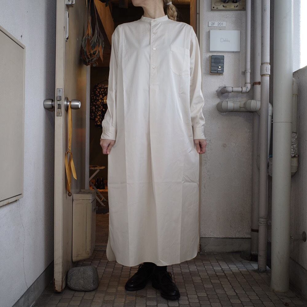 LENO(リノ)BAND COLLAR PULLOVER DRESS ECRU 