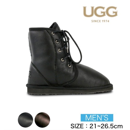 [UGG 1974]  メンズ レースアップ ナッパ ミドル  ムートンブーツ （防水革）