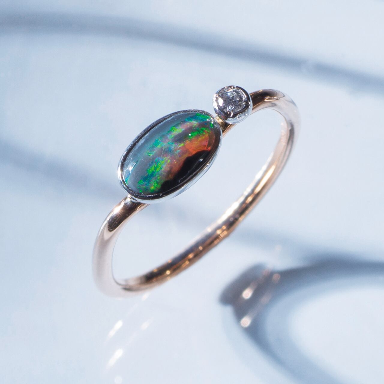 M JEWELRY  Pt900/K18PG オパール,ダイヤ リング