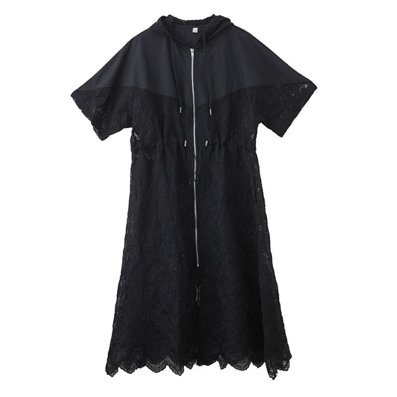 フード付き ジップアップ レースワンピース  30106