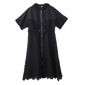 フード付き ジップアップ レースワンピース  30106