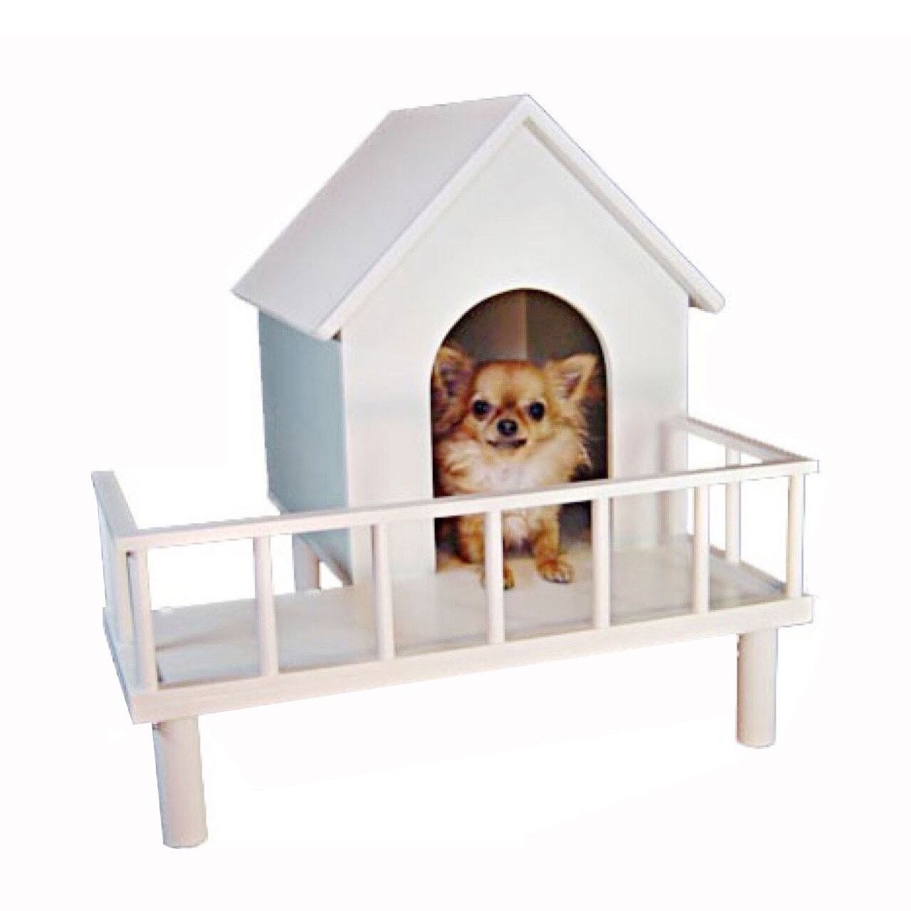 Lanai M おしゃれ ホワイト バルコニーハウス ベット 室内 犬小屋 小型犬 中型犬 木製 日本製 白 フレブル パグ チワワ ヨークシャー Mダックス 猫 Cat Darumaya おしゃれなペット用品店