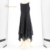 社交ダンス 衣装 スタンダード ドレス ワンピース パーティドレス Elegance fashion レース ブラック系 黒 花柄 ラインストーン ノースリーブ 競技用 パーティードレス フォーマル 黒系 総レース 袖なし ロング丈 マキシ丈 タンクトップ風 シック エレガント クラシック ブラックフォーマル 大人 上品 女性用 Mサイズ ポリエステル レーヨン ナイロン ウエスト切替 フレアスカート フィット&フレア ダンス衣装 レースドレス 黒ワンピース 舞台