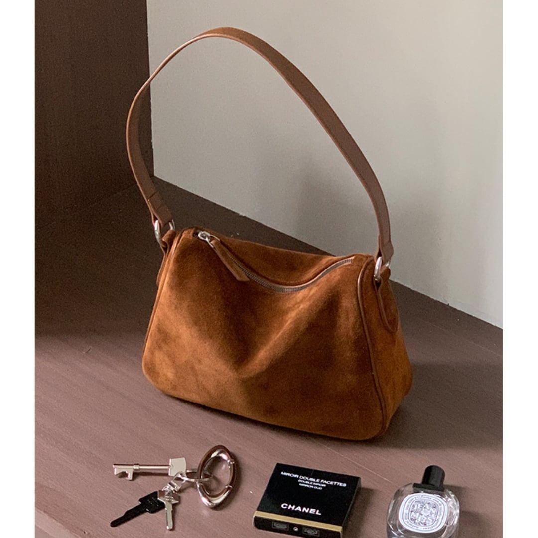 Zip suede square shoulder bag G1062
