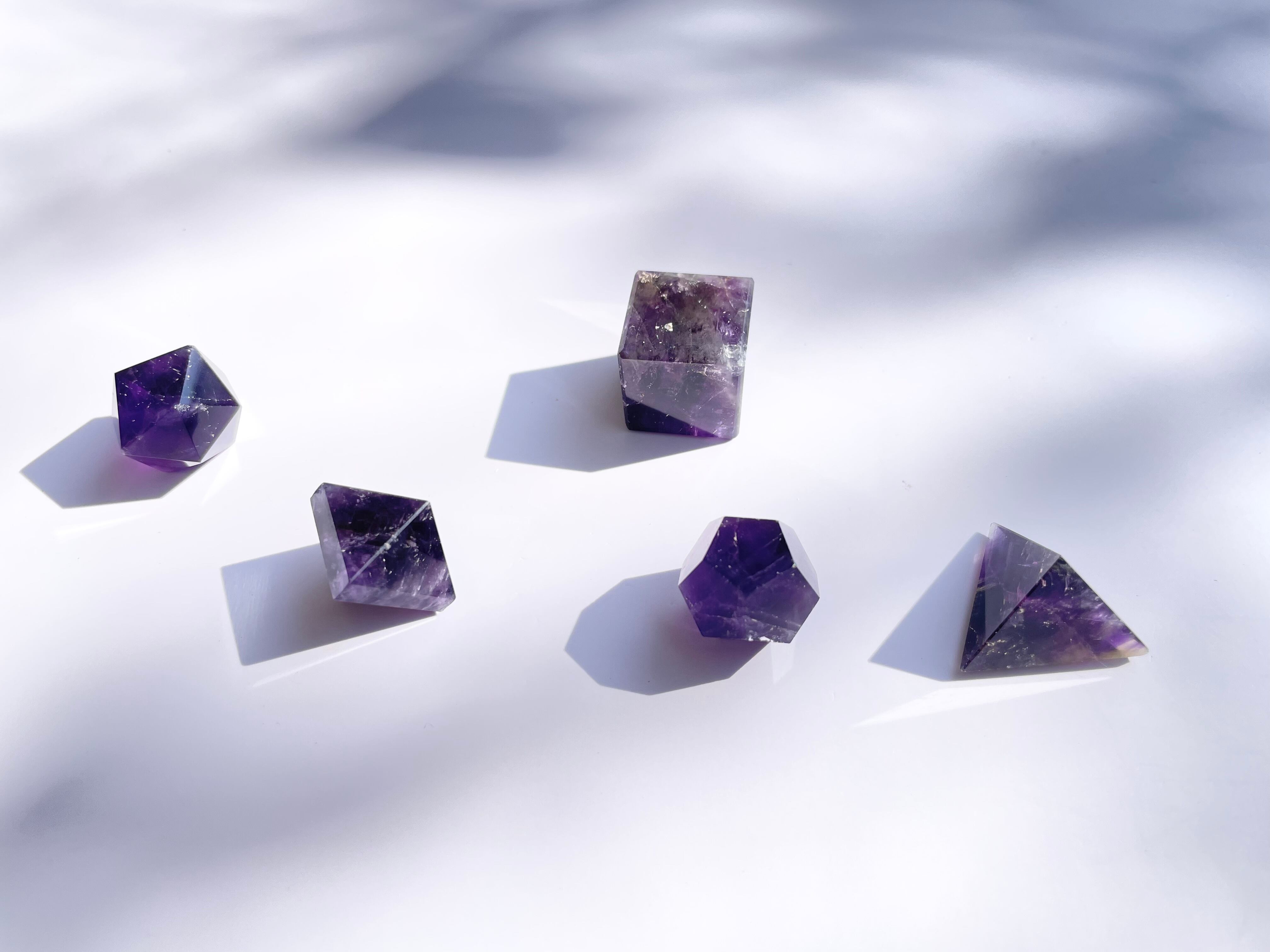 Cape Amethyst Platonic solid/ プラトン立体セット(神聖幾何学)　ケープアメジスト