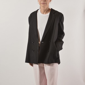 【２色】PASSIONE 　ラメ入り麻ダブルジャケット　色：グレー、ブラック　商品番号：616426