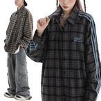 Unisex Oversized Side-Stripe Check Shirt (NC422)