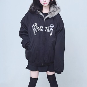 ゴシック刺繍ファーフード中綿ブルゾン（lli_6561）