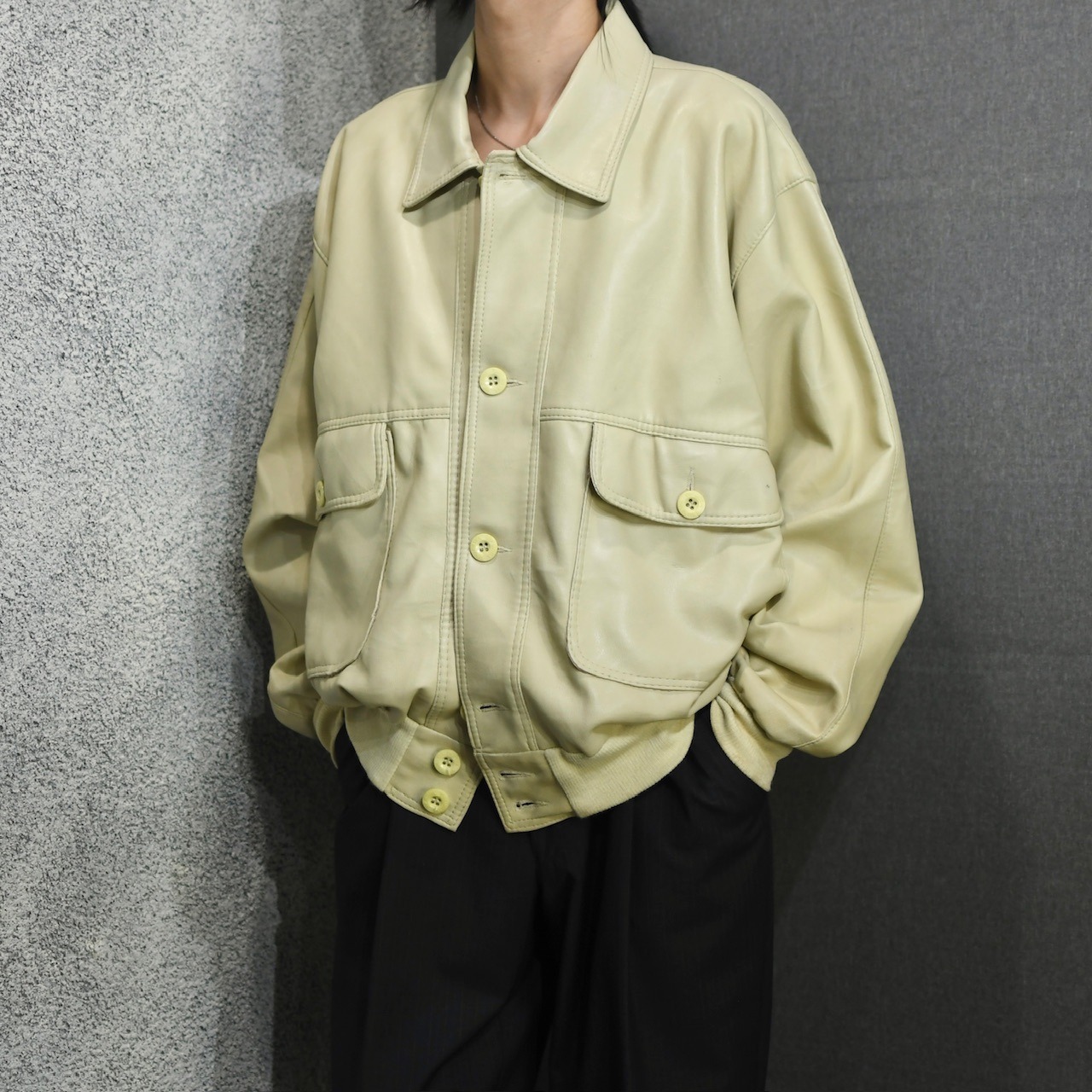 faux leather jacket ivory