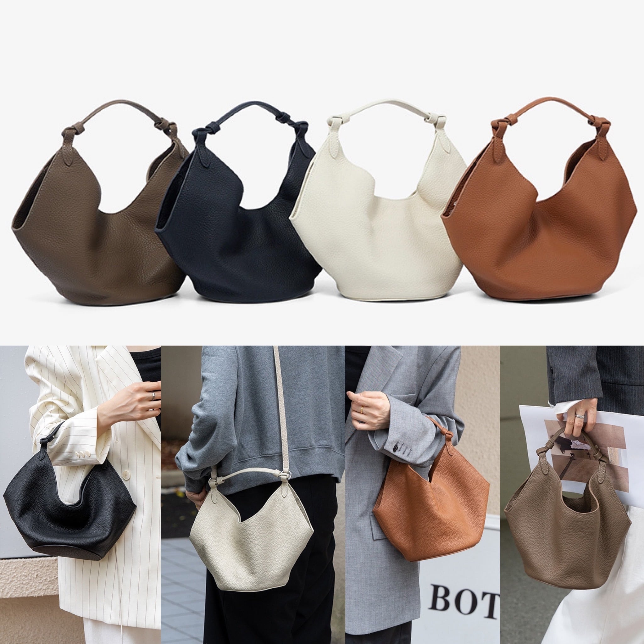 予約販売】韓国デザイン 本革レザートートバッグ バケツバッグ BAG