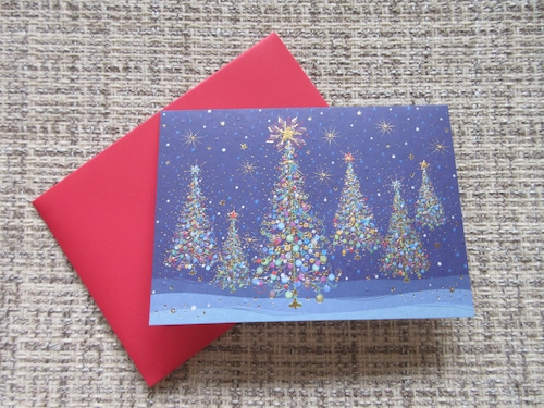 【パピルス】PAPYRUS　クリスマスカード　ネイビー　2枚セット