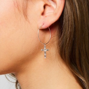 Crystal cross hoop pierce