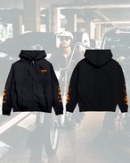 FLAME BLACK ORANGE ZIP HOODIE