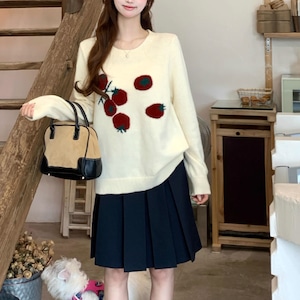 3色/クルーネックジャガードニットプルオーバー ・73025 3色/クルーネックジャガードニットプルオーバー ・73025