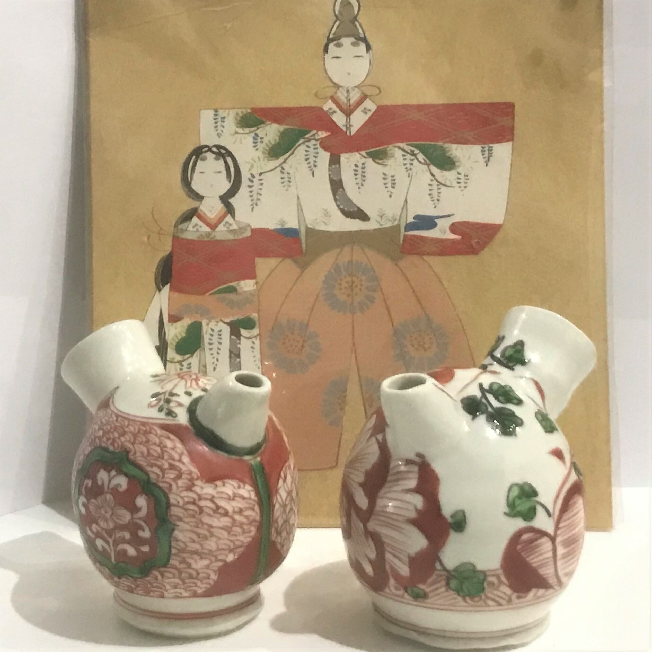 置物 徳利 二口燗 おうち時間 吉祥文様 手作り 手描き 一点物