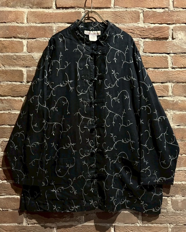 【Caka act3】Botanical Embroidery Vintage Linen L/S China Shirt