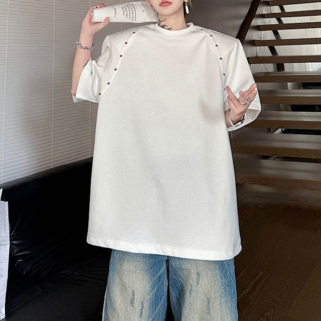 【Men】HAND-BEADED CREW NECK SHORT SLEEVE T-SHIRT S-2288