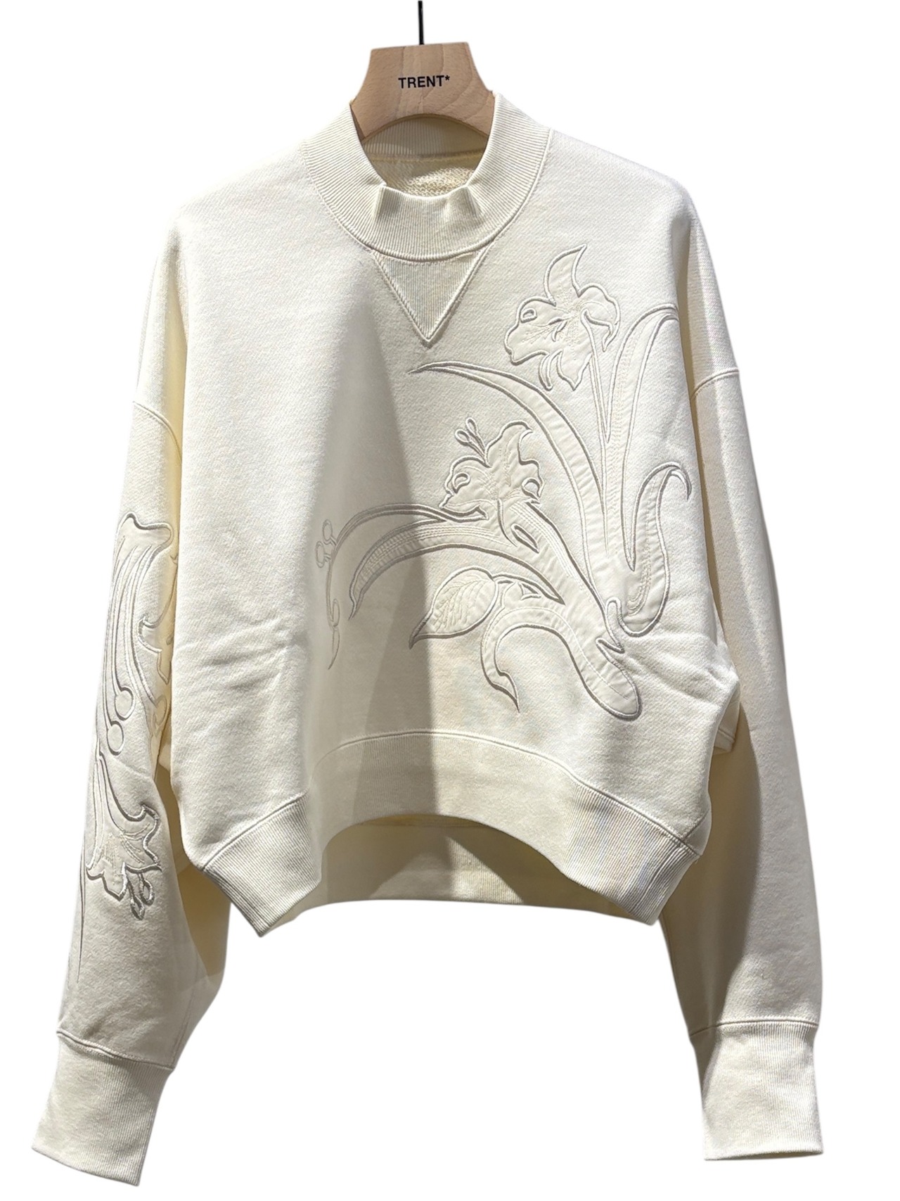 【26SS】Mame Kurogouchi マメ クロゴウチ / スウェットトップス 刺繍 長袖 / Floral Embroidery Short Sweat Top - 5