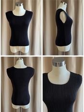 black pleated 3piece set with brooch-5201-9
