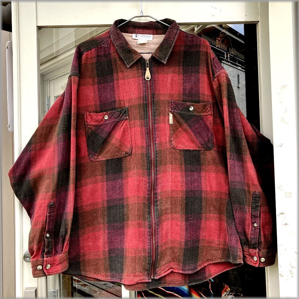 ☆コロンビア 90s フランネル オンブレチェック シャツ ☆コロンビア 90s フランネル オンブレチェック シャツ