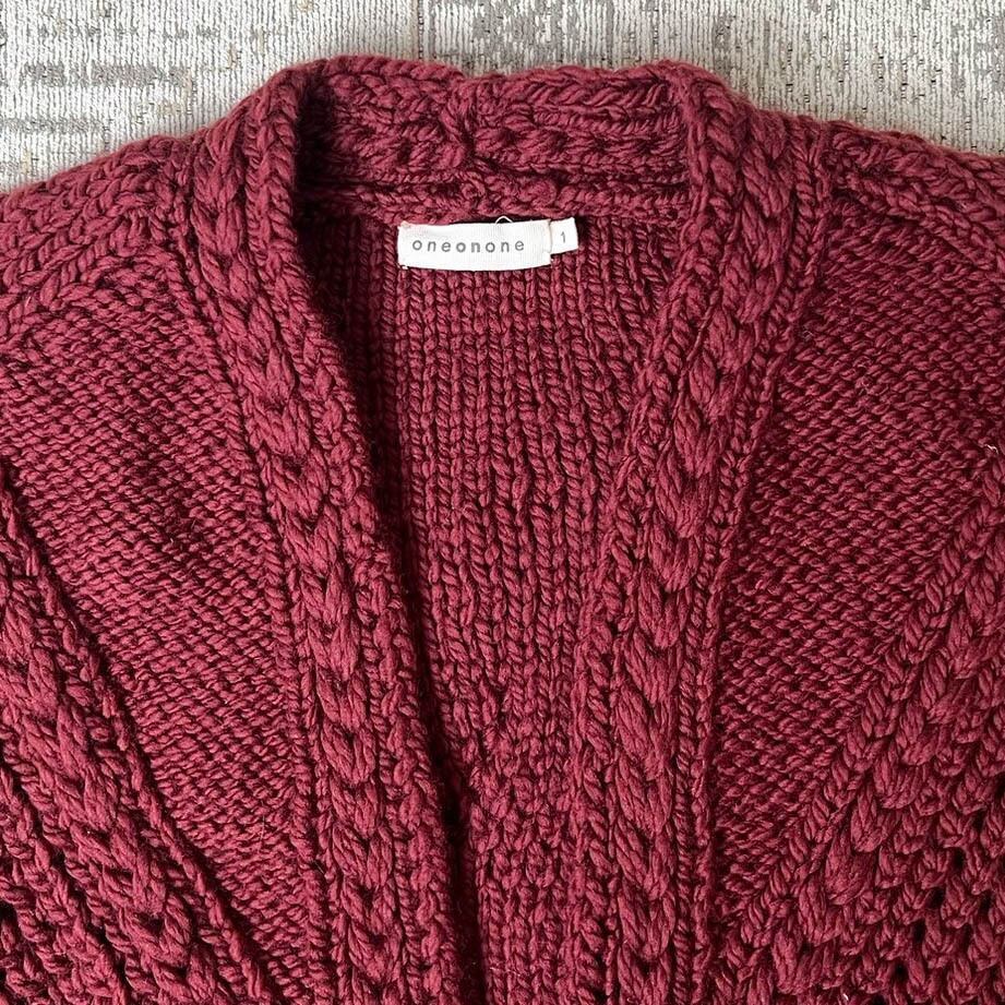 [NEW]ONE ON ONE handmade fringe knit cardigan