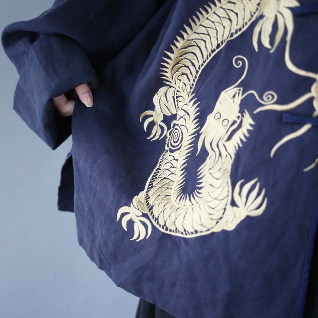 "刺繍×龍" loose silhouette special china shirt