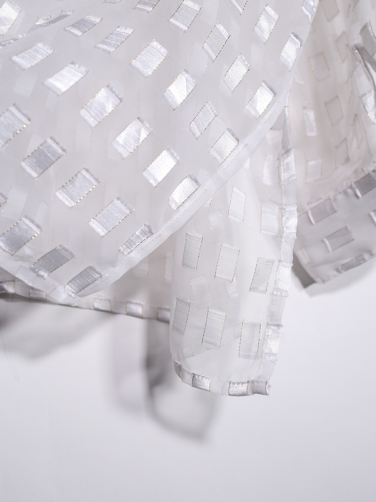 square jacquard white sheer shirt - 14