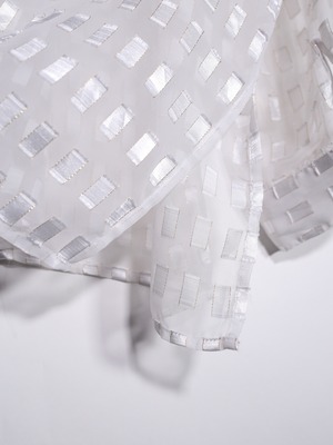square jacquard white sheer shirt