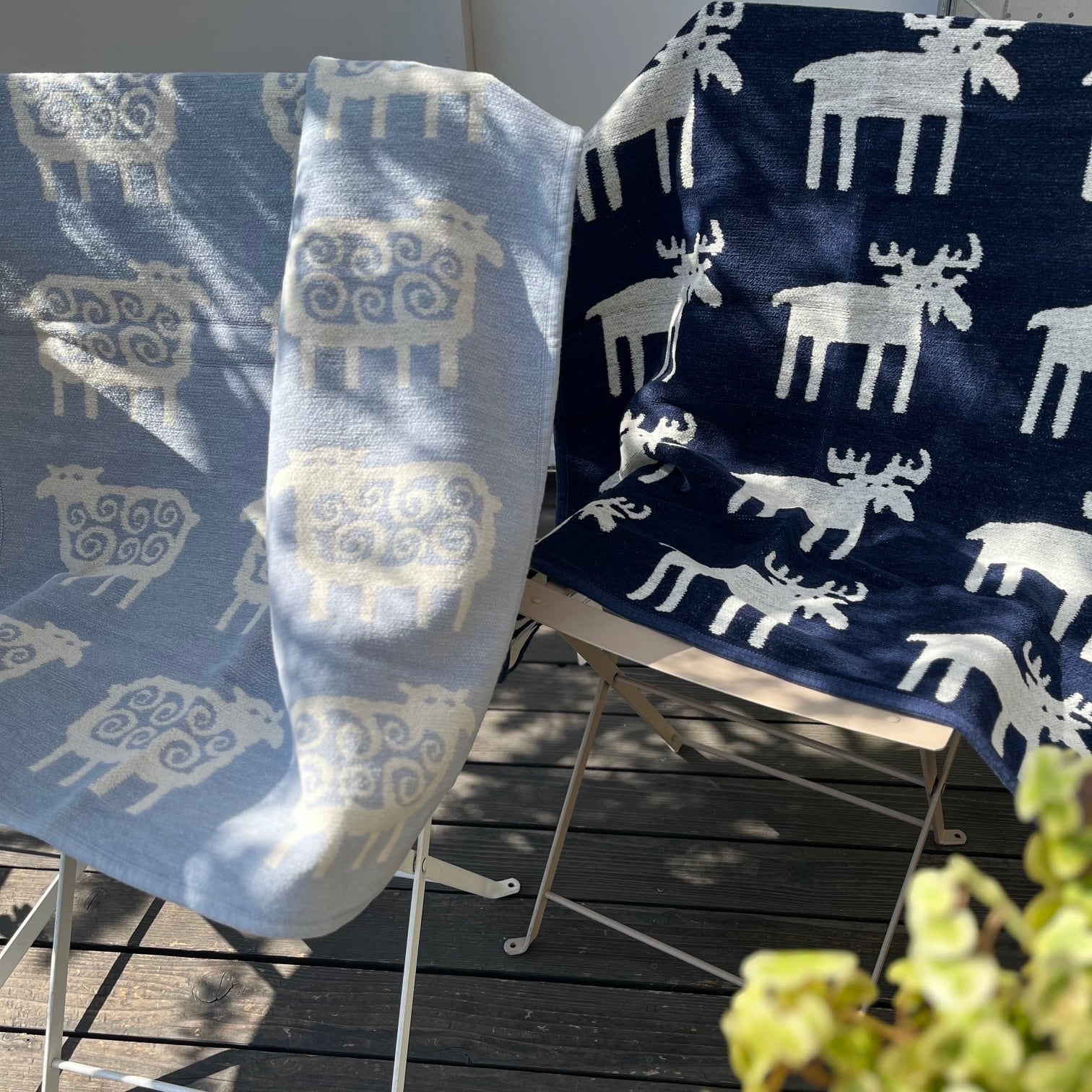 KLIPPAN　 クリッパン ムース　ネイビー シュニールコットン　ブランケット KLIPPAN/クリッパン シュニールコットン ハーフブランケット