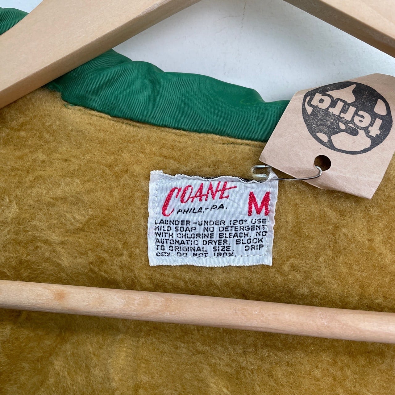 70s COANE ボアライナー付き コーチジャケット ワッペン付き 黄緑