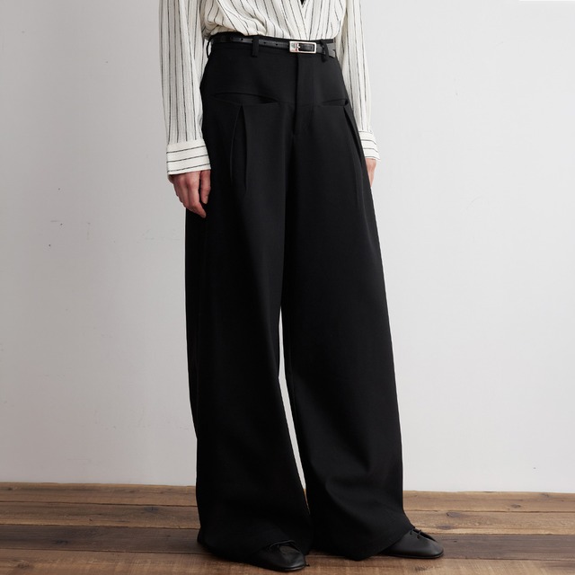 Double tuck wide pants A00276