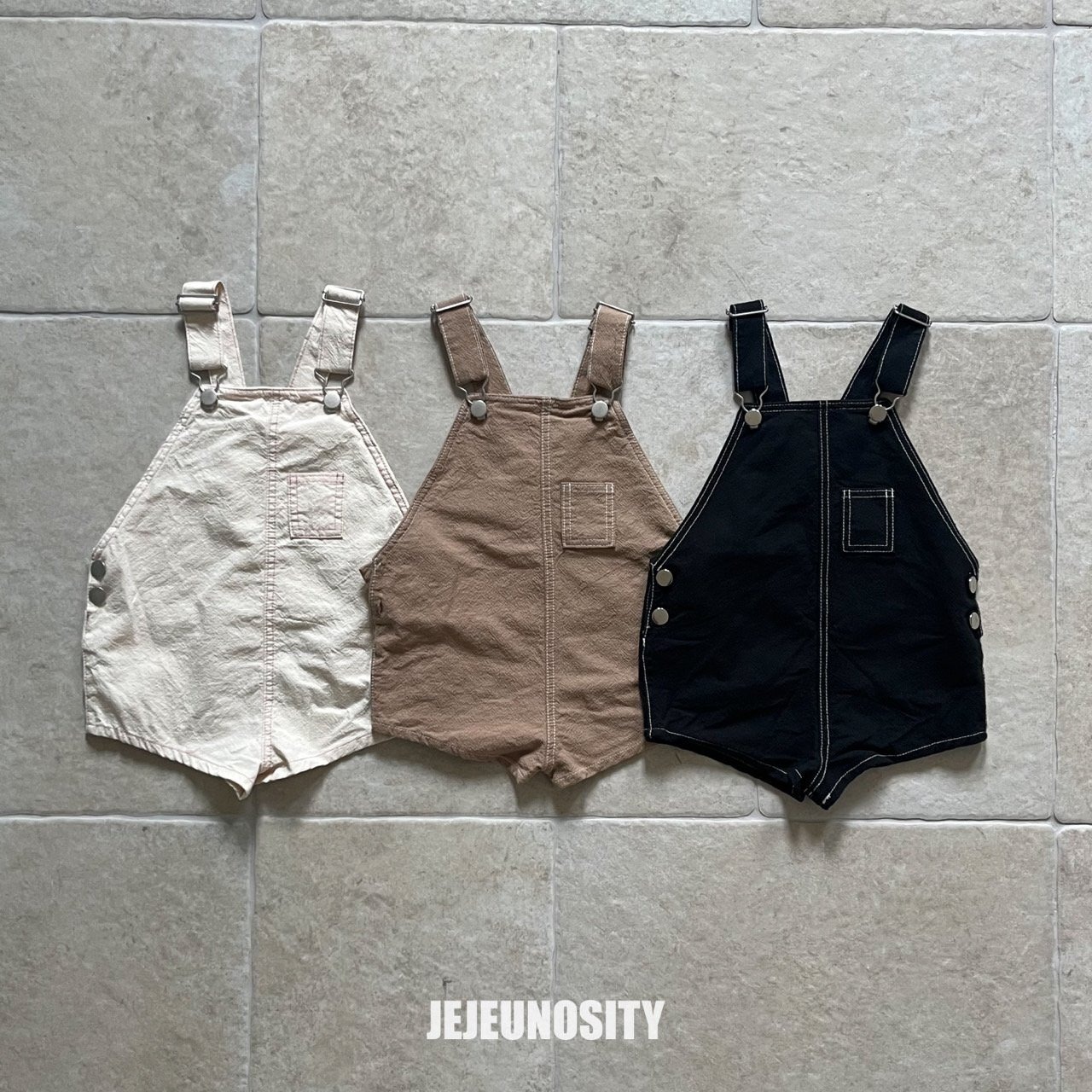 【jejeunosity】サマーバージョン！コットンベリーショートオーバーオール サロペット ブラック 90〜120cm 240704 - 9