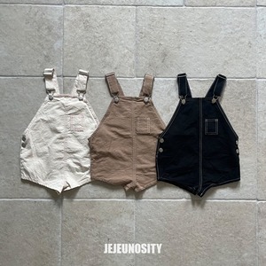 【jejeunosity】サマーバージョン！コットンベリーショートオーバーオール サロペット ブラック 90〜120cm 240704