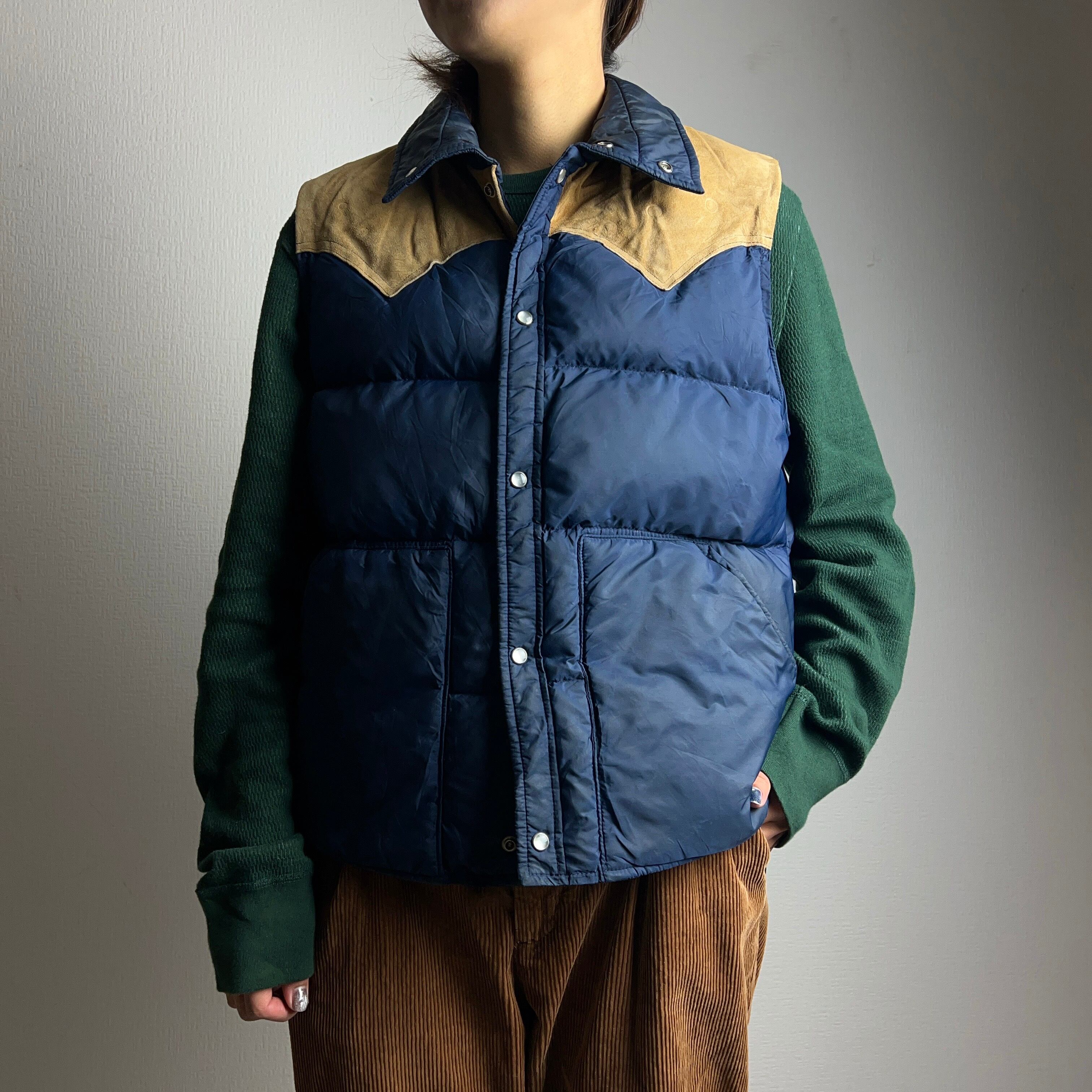 70's~ Woolrich Suede Leather Down Vest 70年代 80年代 ウールリッチ