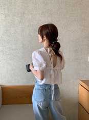 バックオープンブラウス D1373