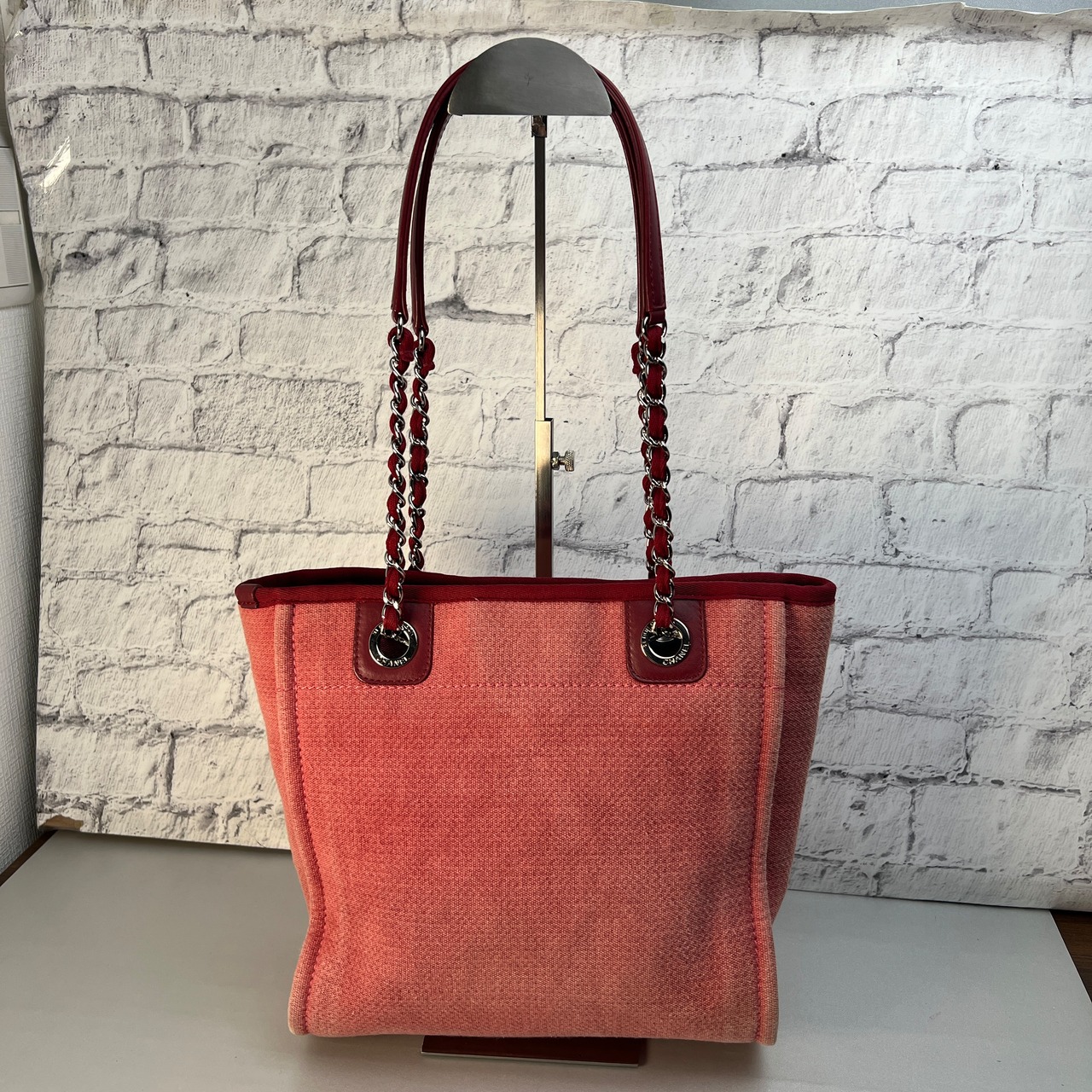 CHANEL シャネル ココマーク ドーヴィル キャンバス ハンドバッグ ピンク A-10642