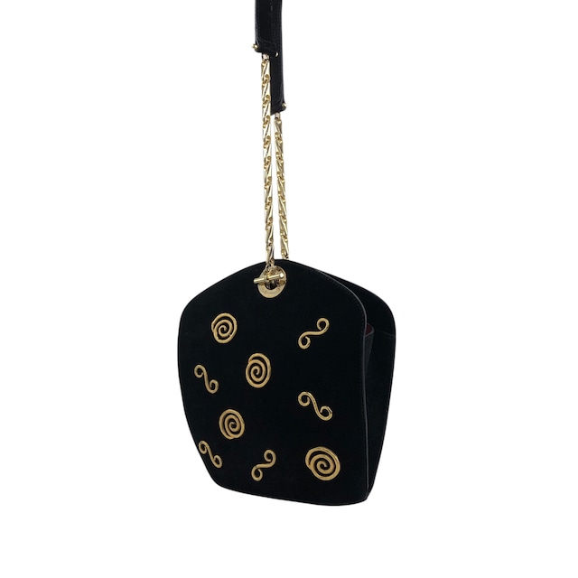 CELINE セリーヌ ショルダーバッグ ブラック スエード チェーン ワンハンドル vintage ヴィンテージ オールド a7wb8n