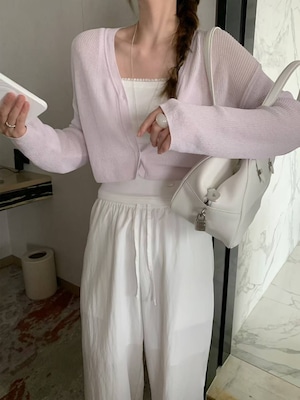 (即納)mellounge / Summer crop cardigan / lilac