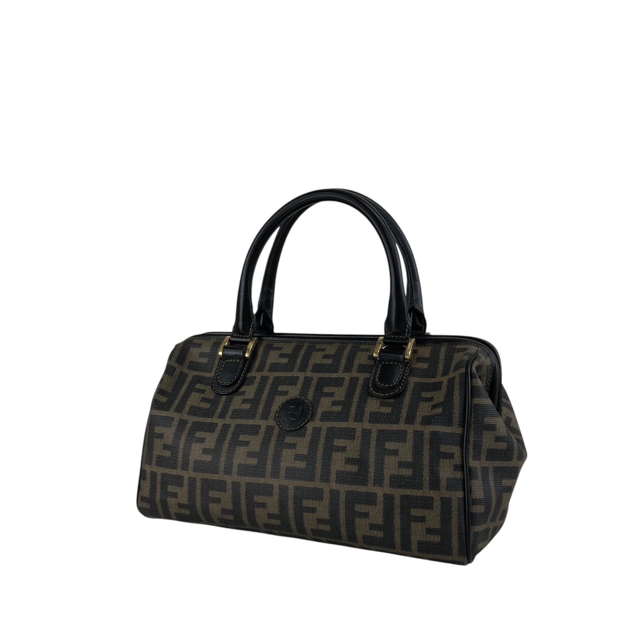 FENDI フェンディ ズッカ ショルダーバッグ ブラック ロゴ PVC レザー