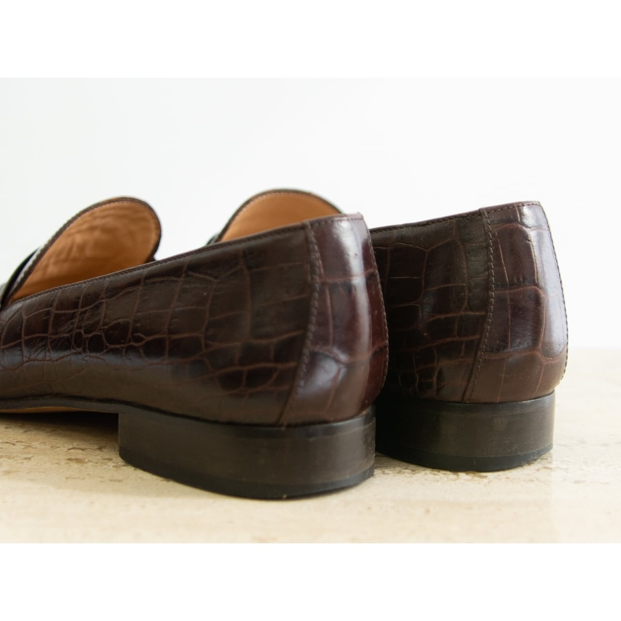 【RALPH LAUREN】Made in Italy Leather Loafer 6B（ラルフローレン イタリア製レザーローファー クロコ型押し 22.5-23cm相当）