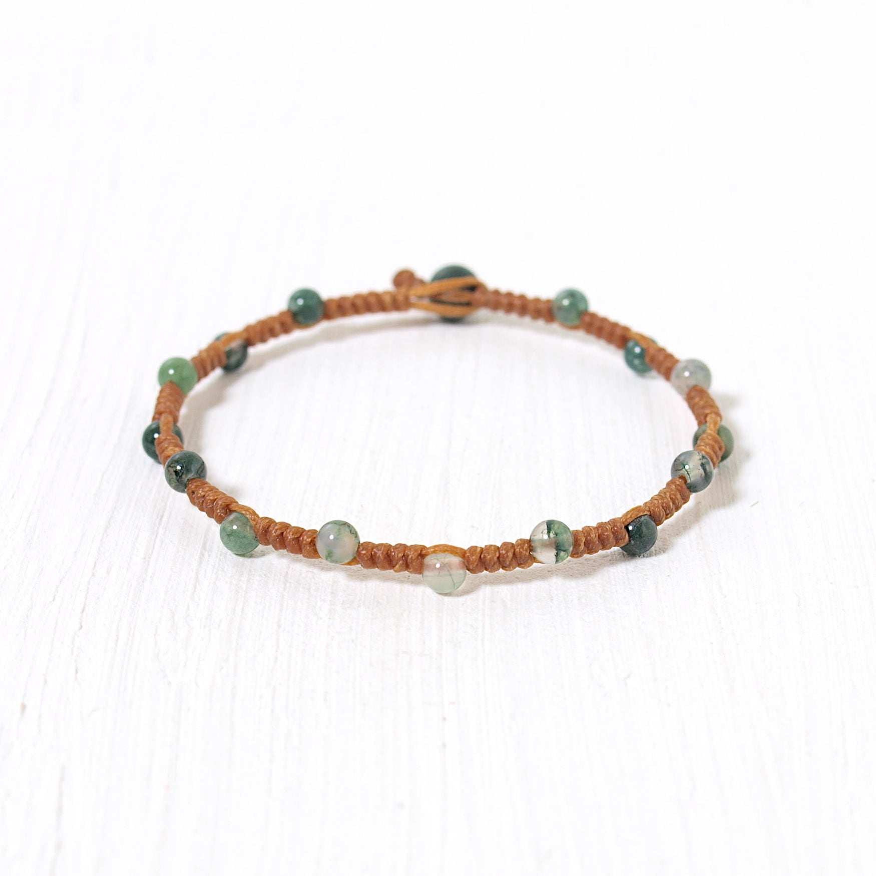 モスアゲート4ミリ玉つゆマクラメブレスレット | Natural Style