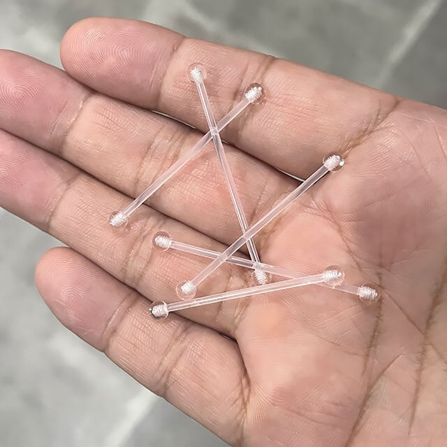 透明ピアス ロングバーベル 16G シークレットピアス インダストリアル
