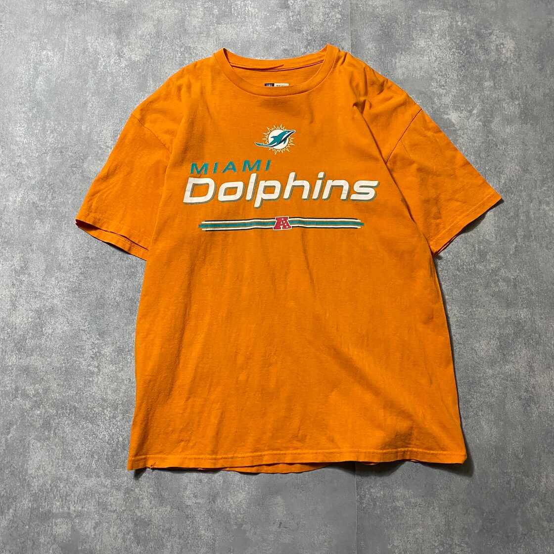 XLサイズ】NFL マイアミドルフィンズ プリントロゴ オレンジ Tシャツ 