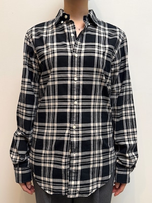 BL18-8 USED Ralph Lauren CHECK SHIRT "SP" -BLACK-