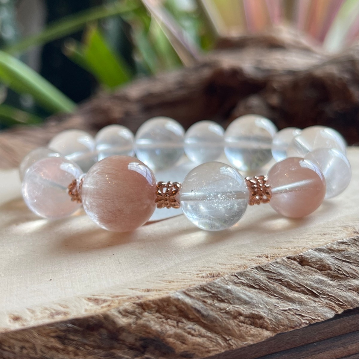 高品質♡ ホワイトサゲ ピンクサゲ デザインブレス 天然石  