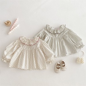 【BABY&KID】春作小花柄フリルカラーブラウス