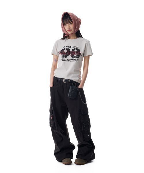☆aespa カリナ 着用！！【AAKAM】98 Knee Pin-Tuck Contrast Cargo