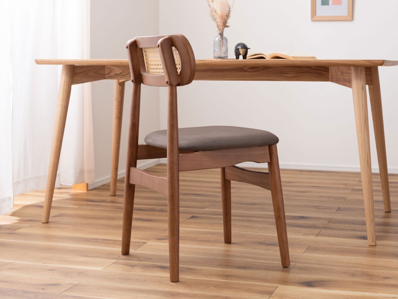 ラタン調ダイニングチェア【チャコール】【完成品】・画像5